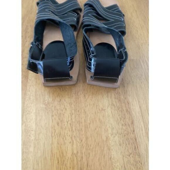 Maria Bontia Black Leather Strappy Square Toe Sandals Shoes SZ 7 - Picture 5 of 9